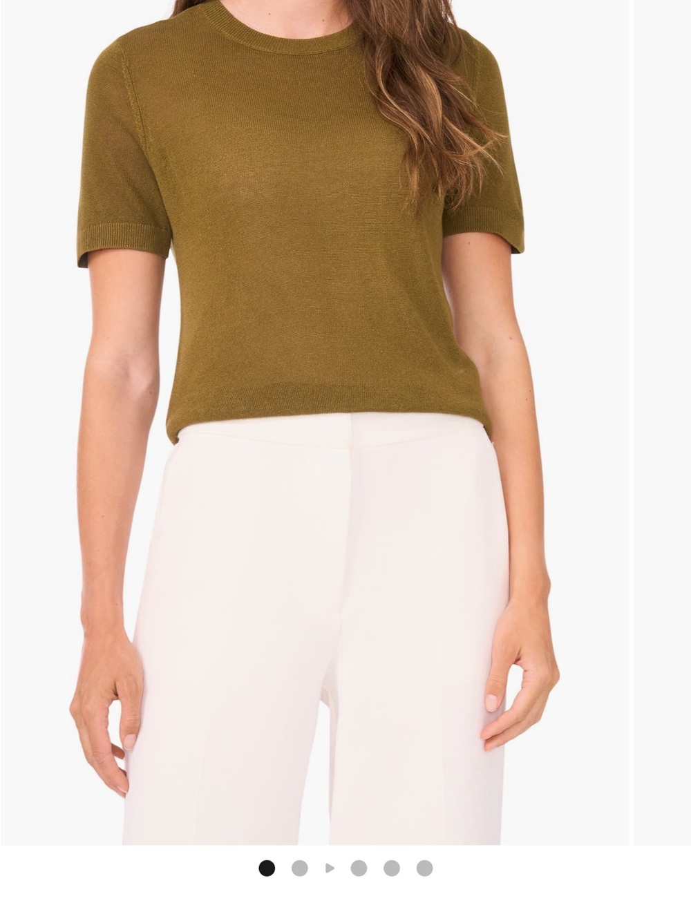 Halogen Olive Short-Sleeve Knit Top